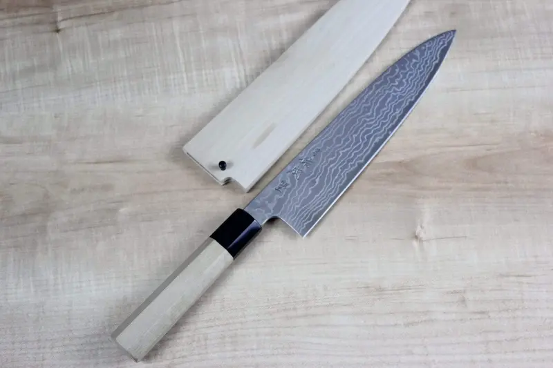 Sukenari Gingami No.3 Nickel Damascus Wa Gyuto (210Mm To 270Mm, 3 Sizes, Octagon Shaped Magnolia Wood Handle) 1