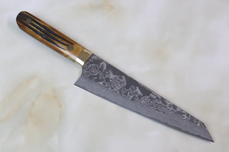 Takeshi Saji R-2 Custom Black Damascus Wild Series Garasuki 185Mm (7.2 Inch, Stag Bone Handle, Srd-10S) 1