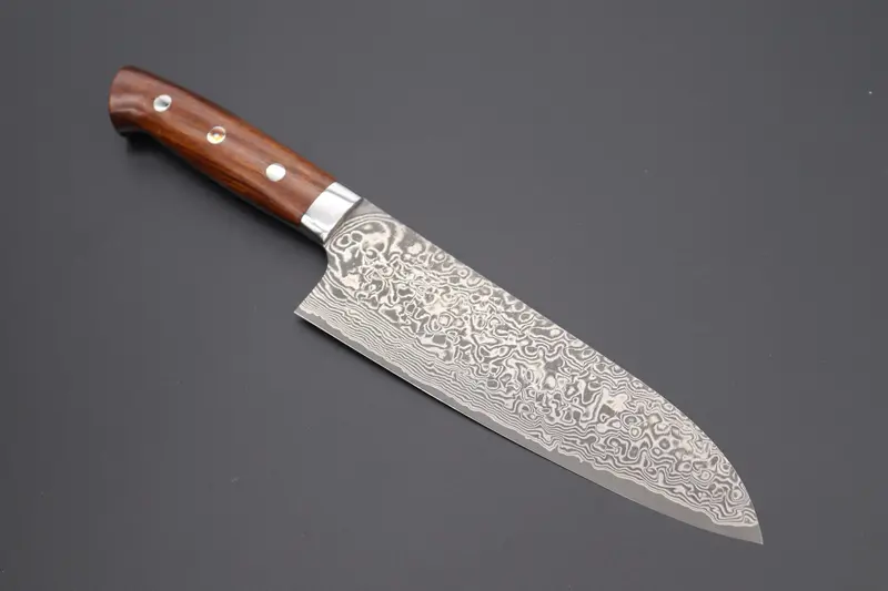 Takeshi Saji R-2 Custom Black Damascus Wild Series Santoku 180Mm (7 Inch, Ironwood Handle) 1