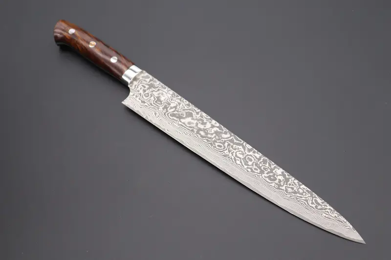 Takeshi Saji R-2 Custom Black Damascus Wild Series Sujihiki (240Mm And 270Mm, Ironwood Handle) 1