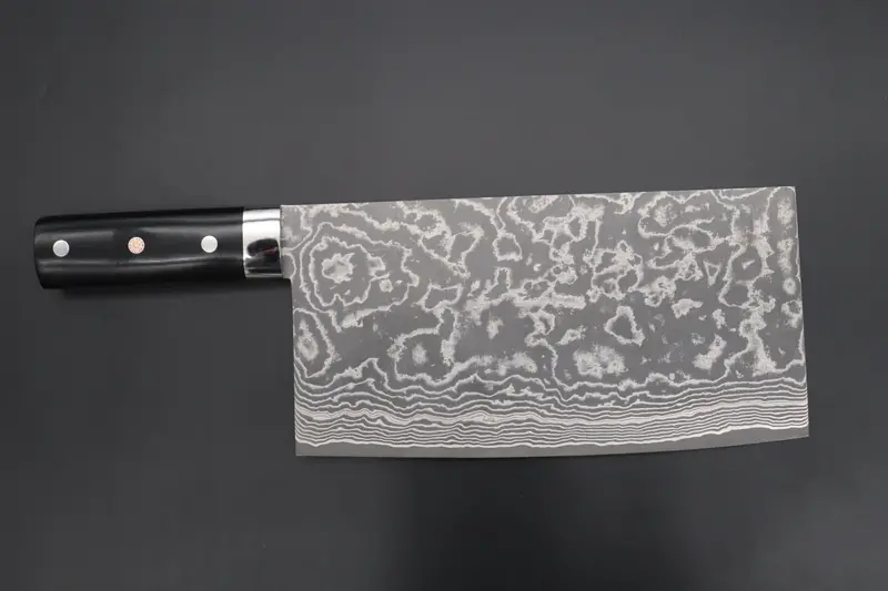 Takeshi Saji R-2 Custom Damascus Chinese Cleaver (Black Linen Micarta Handle, Scr2-Bm) 1