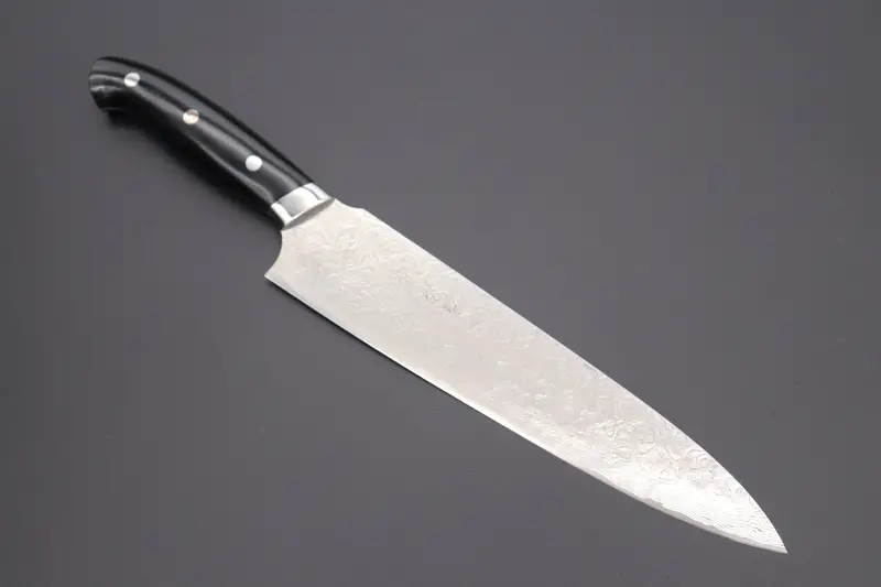 Takeshi Saji R-2 Diamond Damascus Gyuto — Upswept Design (210Mm And 240Mm, Black Linen Micarta Handle) 2