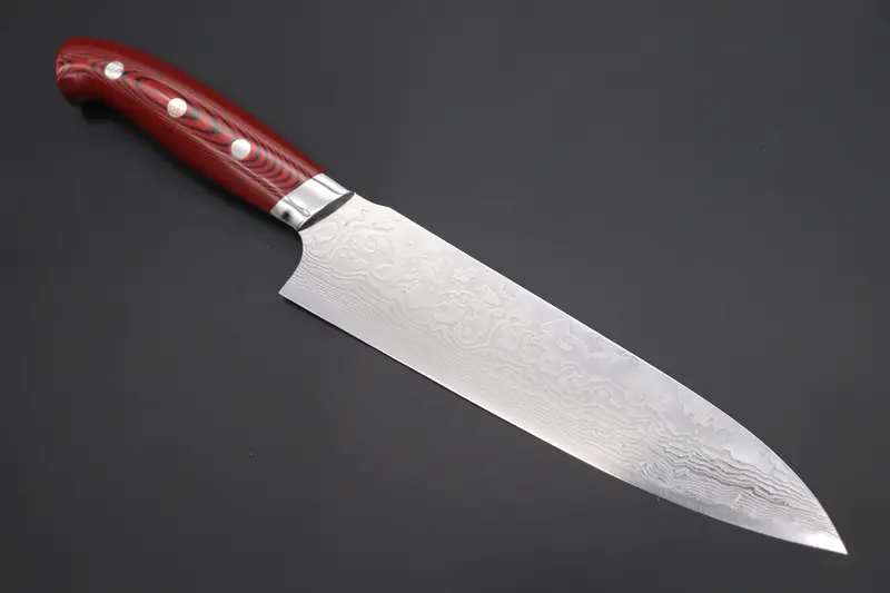 Takeshi Saji R-2 Diamond Damascus Gyuto — Upswept Design (210Mm And 240Mm, Red/Black Linen Micarta Handle) 1