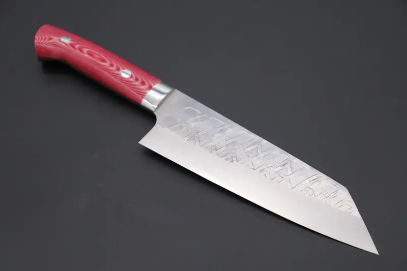 Takeshi Saji Srs-13 Hammer Forged,  Custom Handmade Handle Series Bunka 175Mm (6.8 Inch, Red & White Linen Micarta Handle) 1