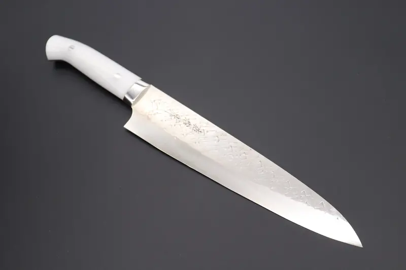 Takeshi Saji Srs-13 Hammer Forged, Custom Handmade Handle Series Gyuto  (180Mm And 240Mm, 3 Sizes, White Corian Handle) 1