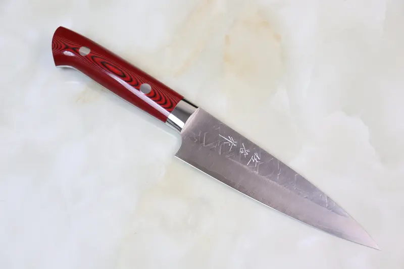 Takeshi Saji Srs-13 Hammer Forged, Custom Handmade Handle Series Petty 135Mm (5.3 Inch, Red & Black Linen Micarta Handle) 1