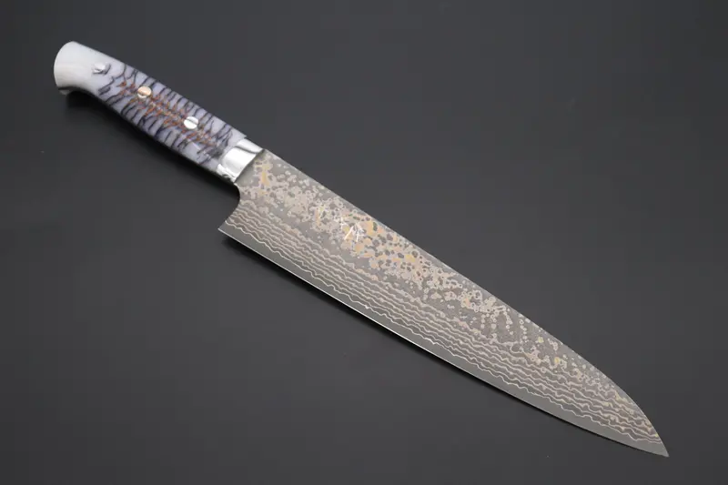 Takeshi Saji Summit ― Limited Edition Custom Series  Smt-1061 Vg-10W Multi-Colored Golden-Rainbow Damascus Gyuto 240Mm (9.4 Inch) 1