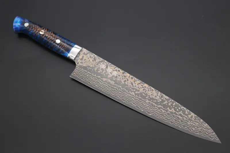 Takeshi Saji Summit ― Limited Edition Custom Series  Smt-1063 Vg-10W Multi-Colored Golden-Rainbow Damascus Gyuto 240Mm (9.4 Inch) 1