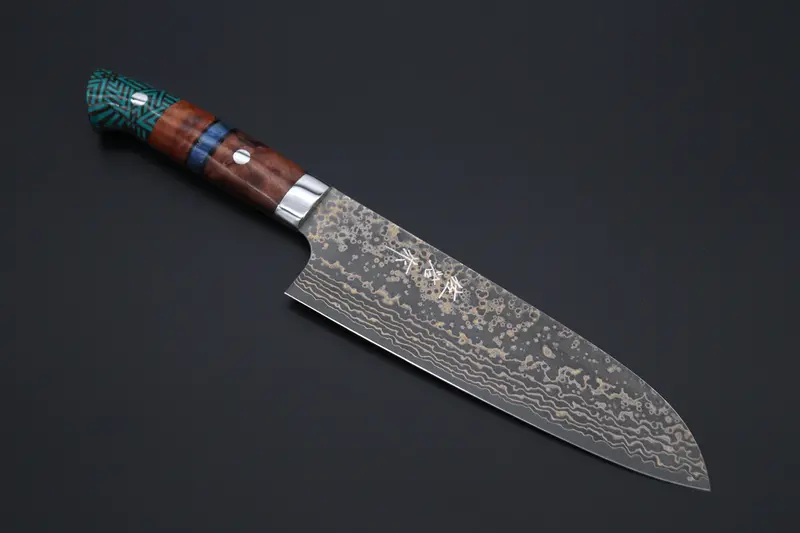 Takeshi Saji Summit ― Limited Edition Custom Series  Smt-1068 Vg-10W Multi-Colored Golden-Rainbow Damascus Santoku 180Mm (7 Inch) 1