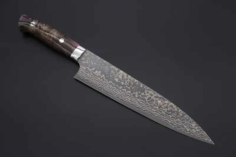 Takeshi Saji Summit ― Limited Edition Custom Series  Smt-1091 Vg-10W Multi-Colored Golden-Rainbow Damascus Gyuto 210Mm (8.2 Inch) 1