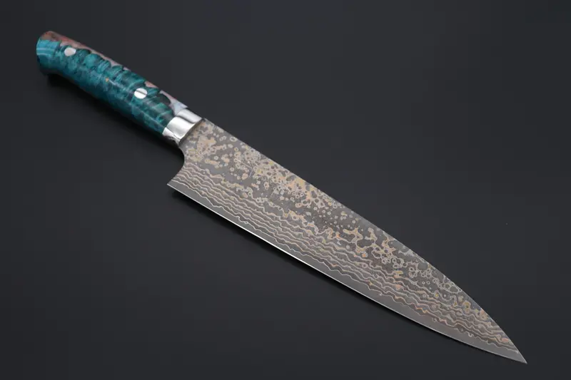 Takeshi Saji Summit ― Limited Edition Custom Series  Smt-1096 Vg-10W Multi-Colored Golden-Rainbow Damascus Gyuto 210Mm (8.2 Inch) 1