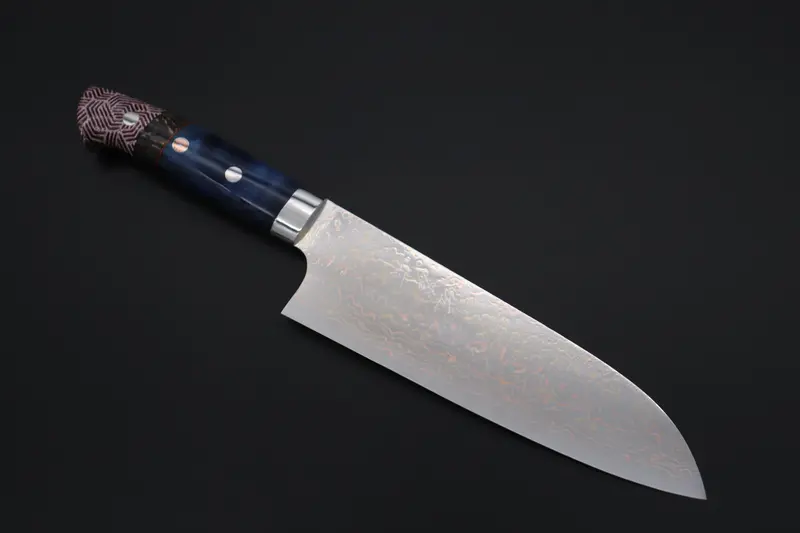 Takeshi Saji Summit ― Limited Edition Custom Series  Smt-1113 Vg-10W磨 Multi-Colored Golden-Rainbow Damascus Santoku 180Mm (7 Inch) 1