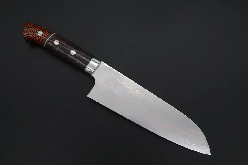 Takeshi Saji Summit ― Limited Edition Custom Series  Smt-1114 Vg-10W磨 Multi-Colored Golden-Rainbow Damascus Santoku 180Mm (7 Inch) 1