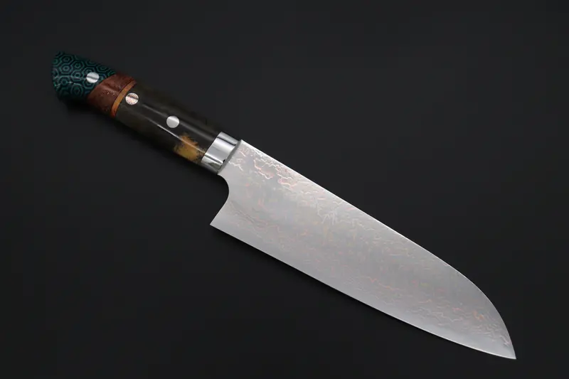 Takeshi Saji Summit ― Limited Edition Custom Series  Smt-1117 Vg-10W磨 Multi-Colored Golden-Rainbow Damascus Santoku 180Mm (7 Inch) 1