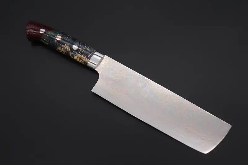 Takeshi Saji Summit ― Limited Edition Custom Series  Smt-1124 Vg-10W磨 Multi-Colored Golden-Rainbow Damascus Nakiri 165Mm (6.4 Inch) 1