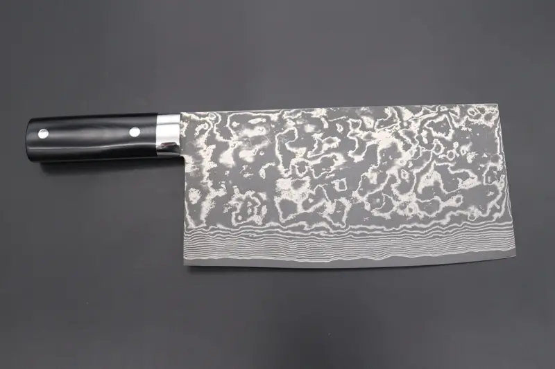Takeshi Saji Vg-10 Custom Damascus Ts-Cc4 Chinese Cleaver (Black Linen Micarta Handle) 1