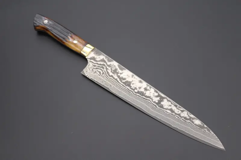 Takeshi Saji Vg-10 Custom Damascus Wild Series Gyuto (180Mm To 270Mm, 4 Sizes, Stag Bone Handle) 3