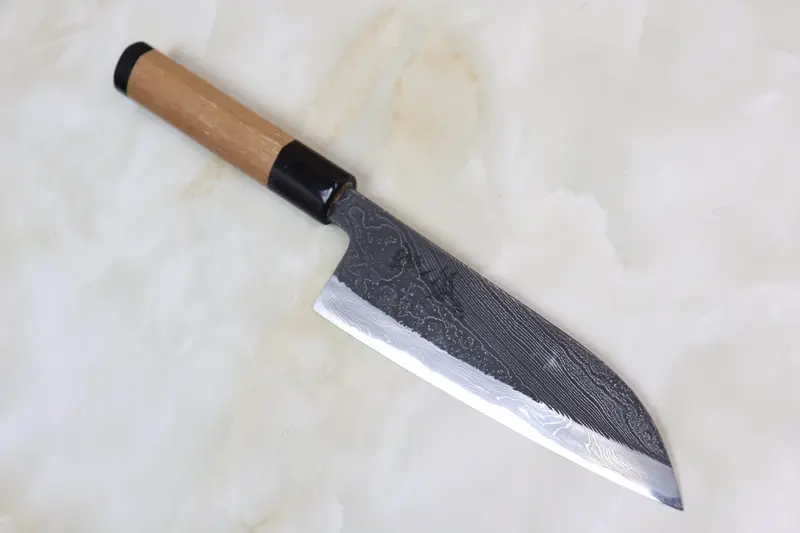 Tsukasa Hinoura Custom Knife Th-14 "Unryu-Mon" Wa Santoku 165Mm (6.4 Inch, Enjyu Wood Handle With Water Buffalo Horn Ferrule & Butt) 1