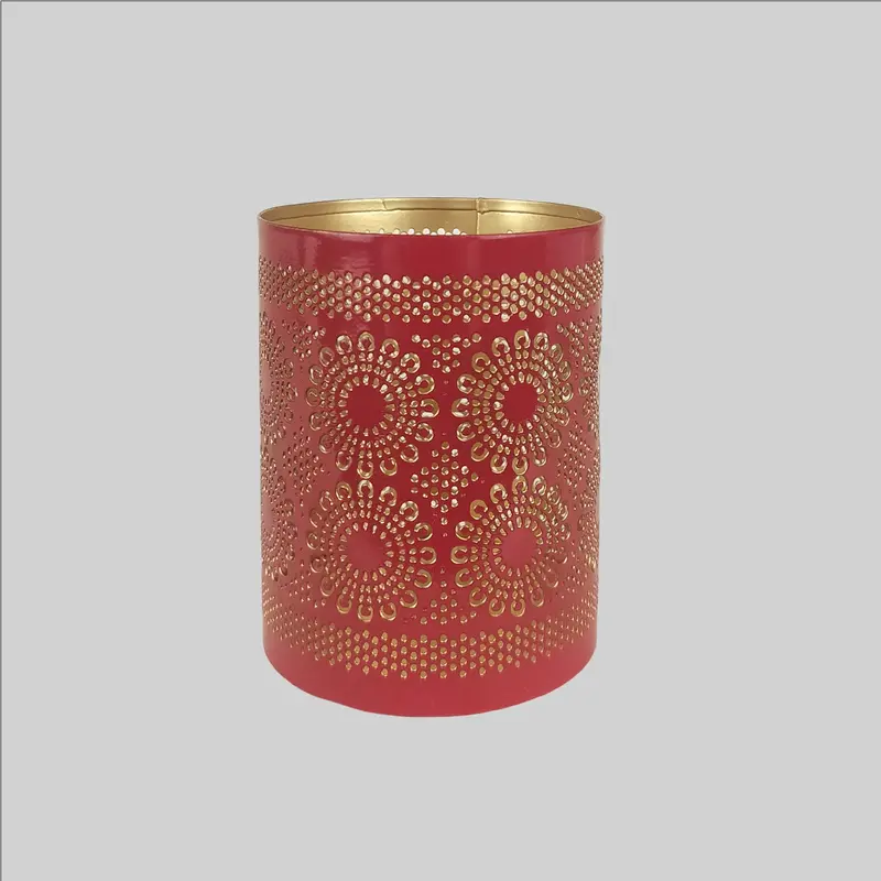 Votive Holder With Cutwork 4 In (Red Colour) 1
