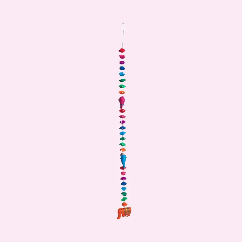 Wall Hanging With Cotton Filled Elephants In Multicolour 44 In 1