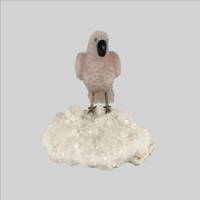 White Semi Precious Stone Parrot 6 In 1