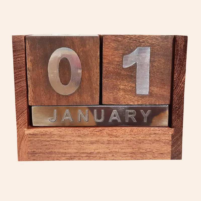Wooden Calender Box With Steel 1