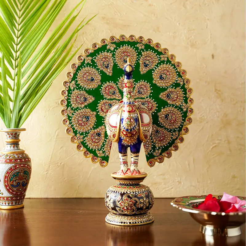 Wooden Handpainted Dancing Peacock 12 In 1