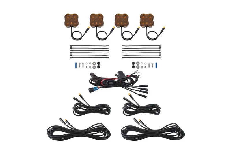 Diode Dynamics Stage Series Amber Rock Lights – M8 Led, 4-Pack 1