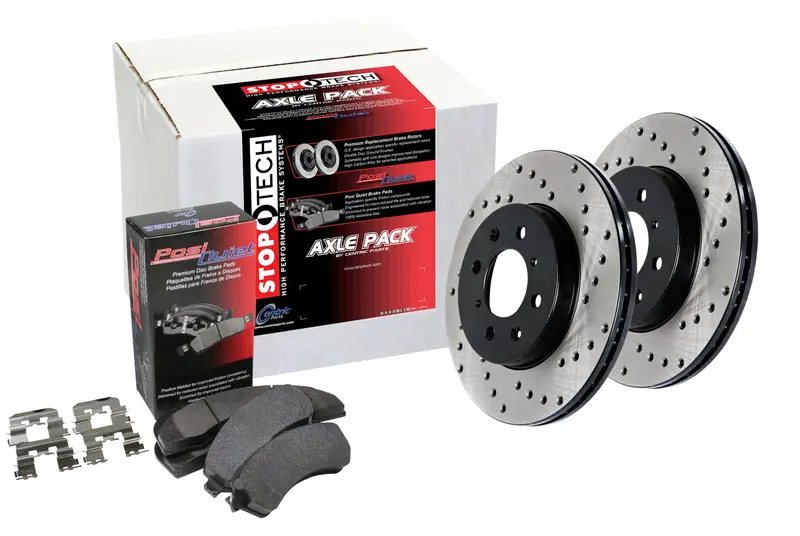 Stoptech 939.42058 Stoptech Street Axle Pack; Drilled; Front Brake Kit 1