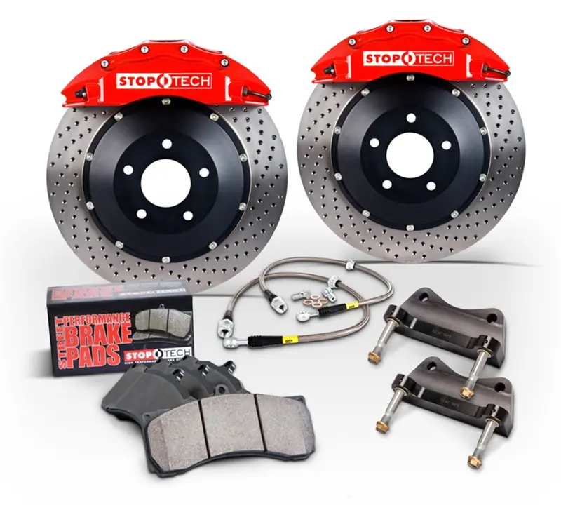 Stoptech Big Brake Kit – Front, Red Calipers With Two-Piece Slotted Rotors 1