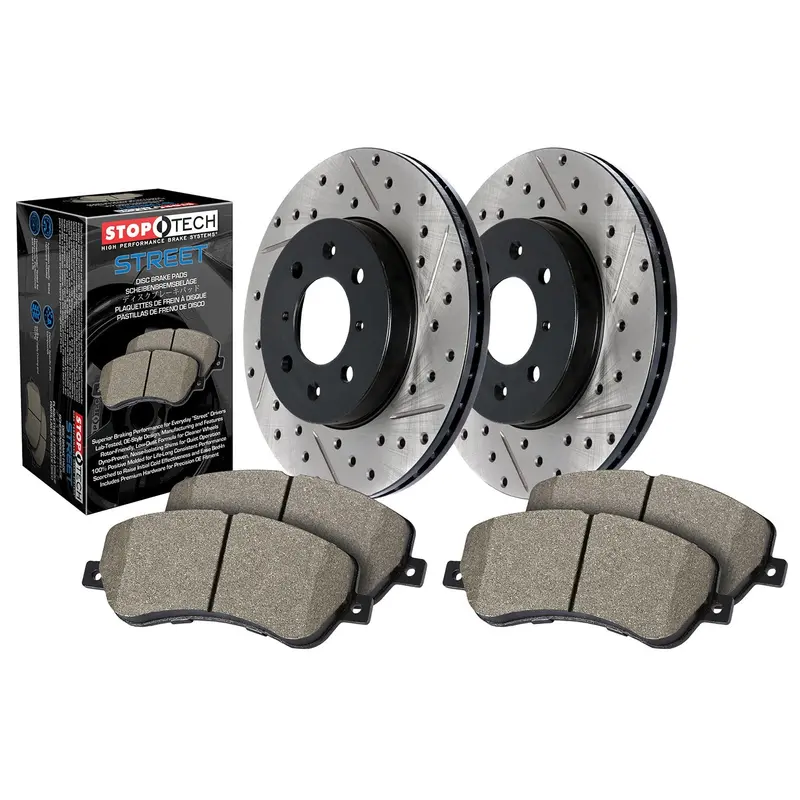 Stoptech Street Axle Pack – Drilled & Slotted Front Brake Kit (Model #938.42022) 1